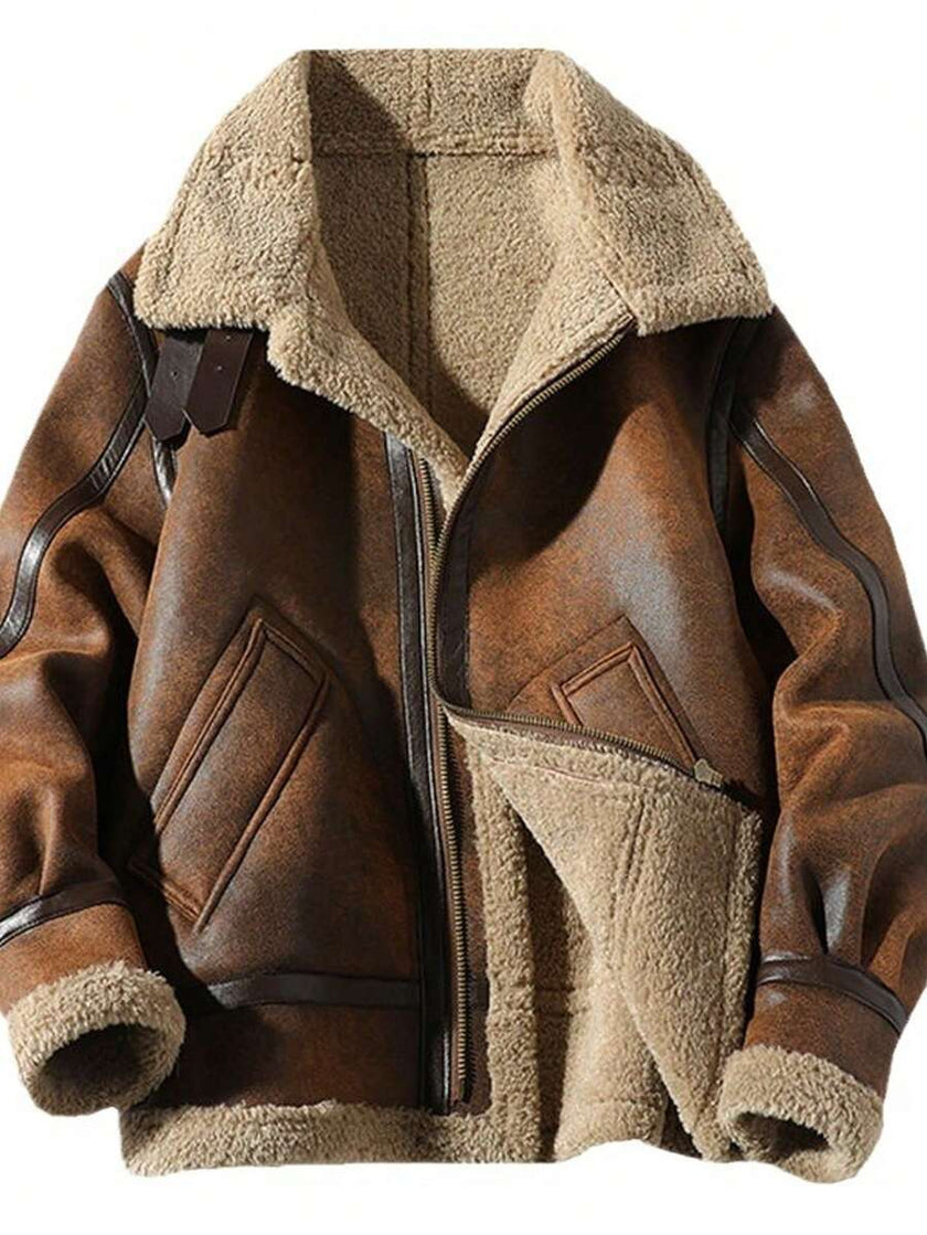 Suede Motorcycle Jacket Brown - 1