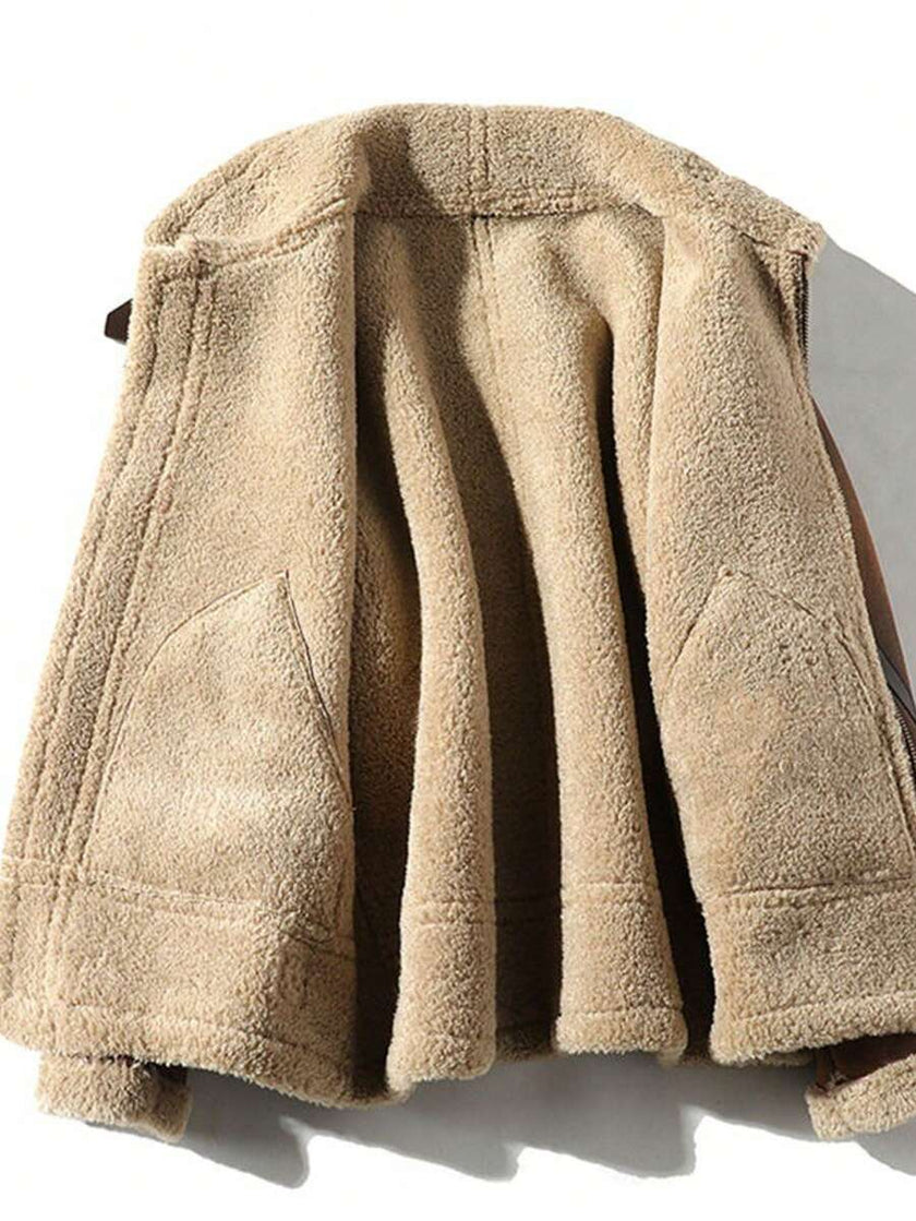 Suede Motorcycle Jacket Brown - 4