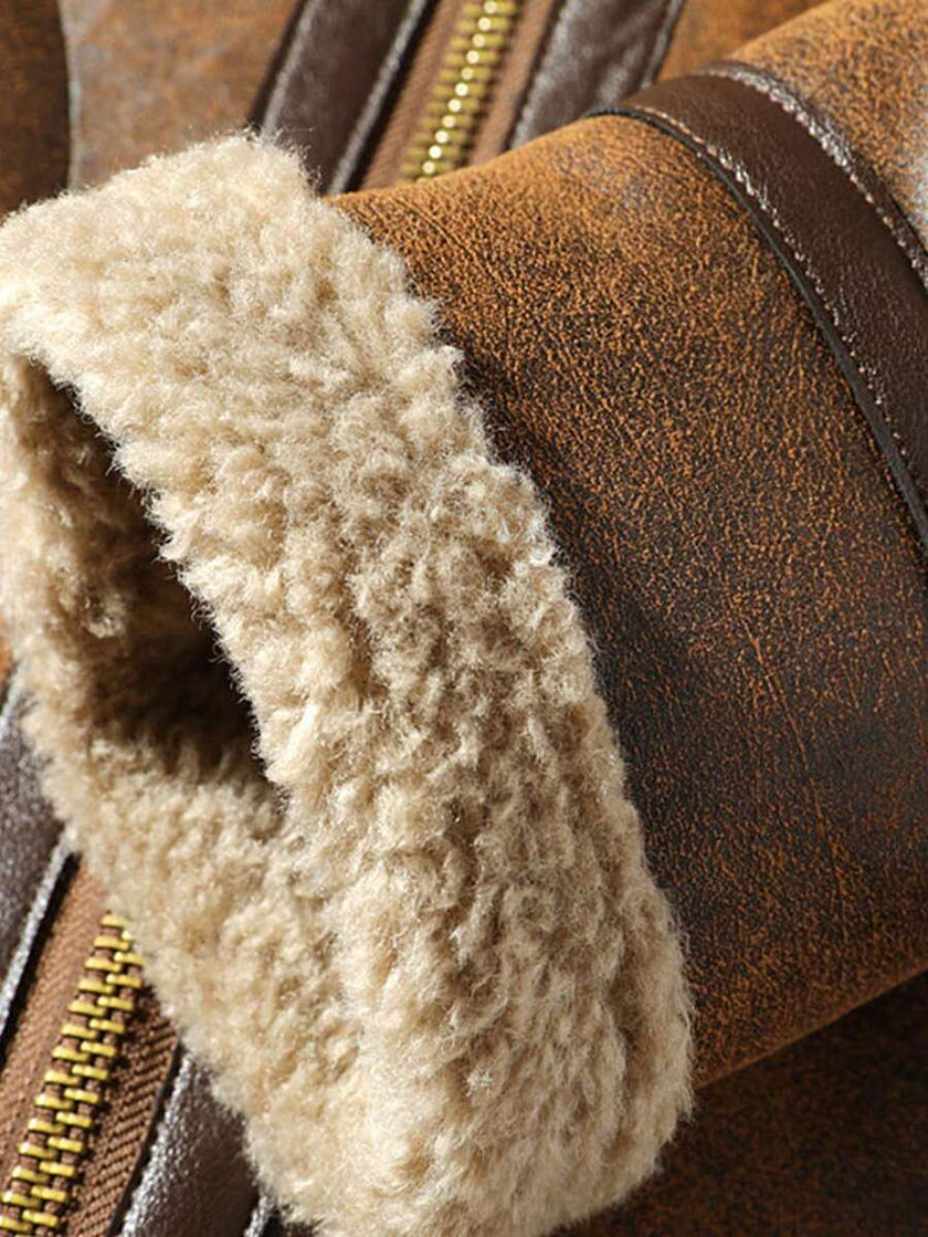 Suede Motorcycle Jacket Brown - 5