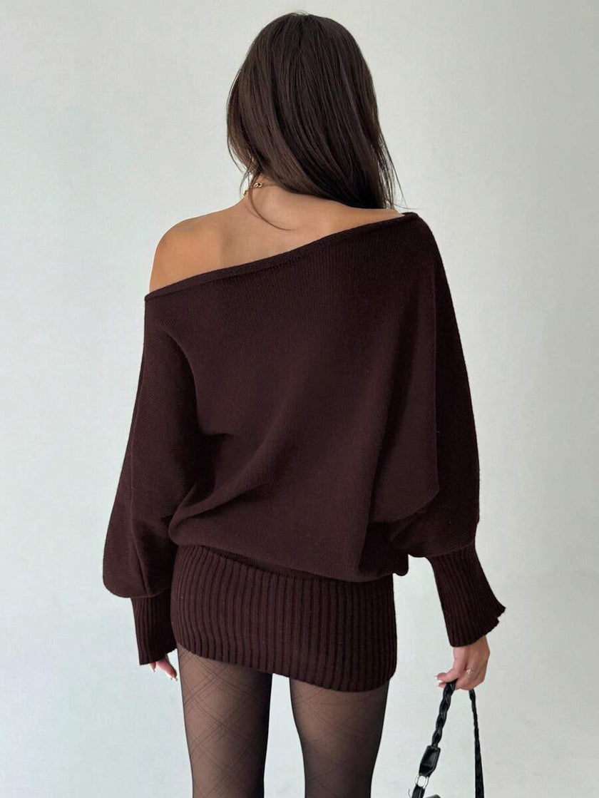 Ava – Winter Dress Women’s Stylish Asymmetric Sweater Dress | Casual - 16