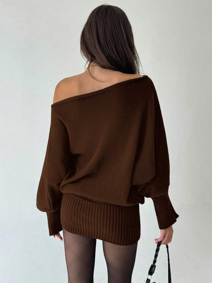 Ava – Winter Dress Women’s Stylish Asymmetric Sweater Dress | Casual - 23