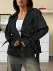 Black Trench Coat With Belt - 10