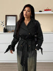 Black Trench Coat With Belt - 12