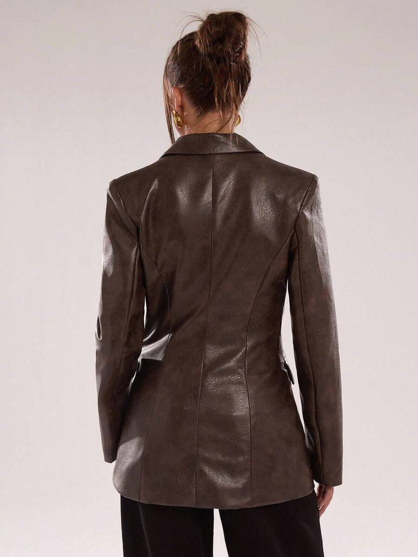 Burgundy Leather Suit Jacket - 26