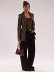 Burgundy Leather Suit Jacket - 27