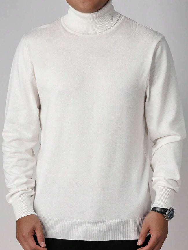 High Neck Knit Sweater White - 2