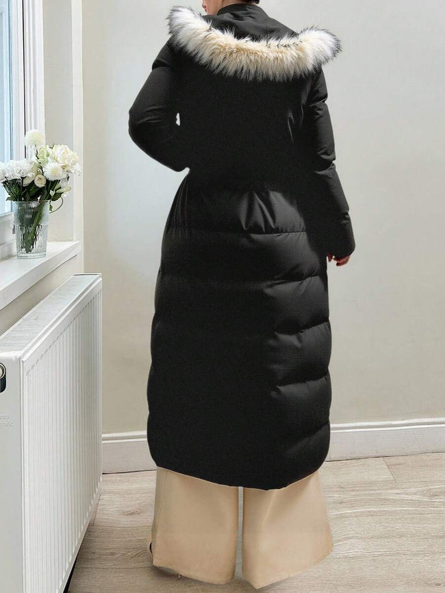 Quilted Long Puffer Coat Black - 2