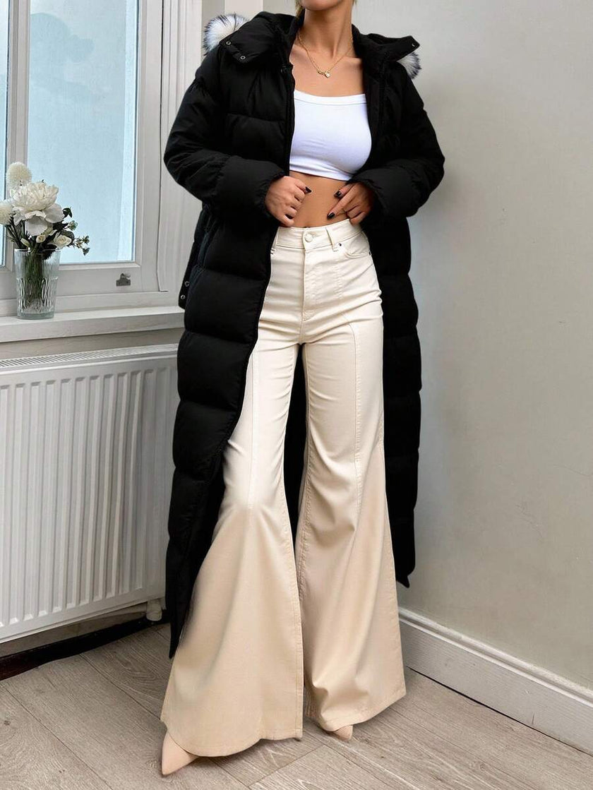 Quilted Long Puffer Coat Black - 5