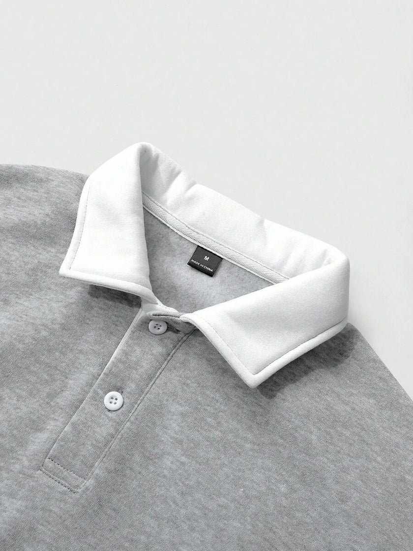 Loose Fit Polo Neck Sweatshirt - 18