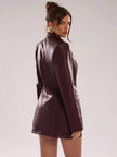 Burgundy Leather Suit Jacket - 34