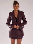 Burgundy Leather Suit Jacket - 33