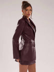 Burgundy Leather Suit Jacket - 38