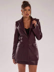 Burgundy Leather Suit Jacket - 39
