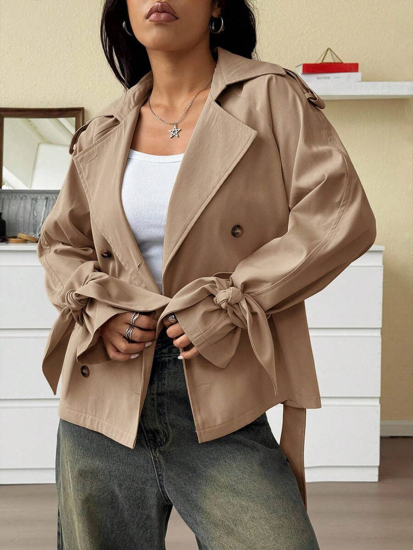 Black Trench Coat With Belt - 17