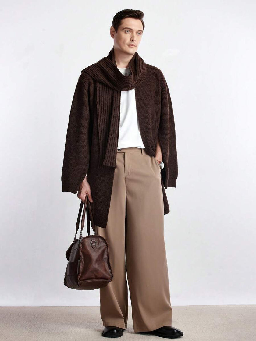Casual Brown Cardigan Knit - 5