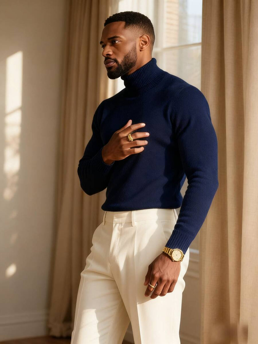 High Neck Knit Sweater Black - 24