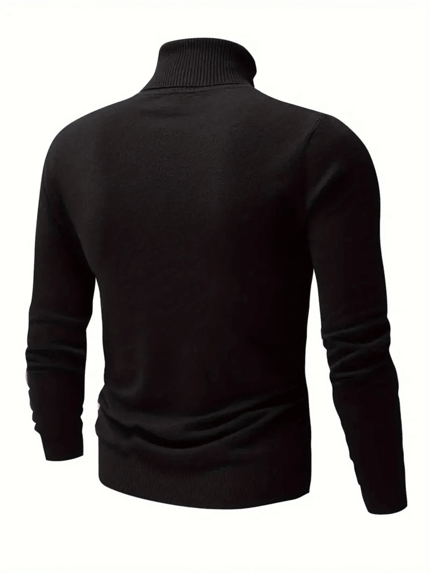 High Neck Knit Sweater Black - 10