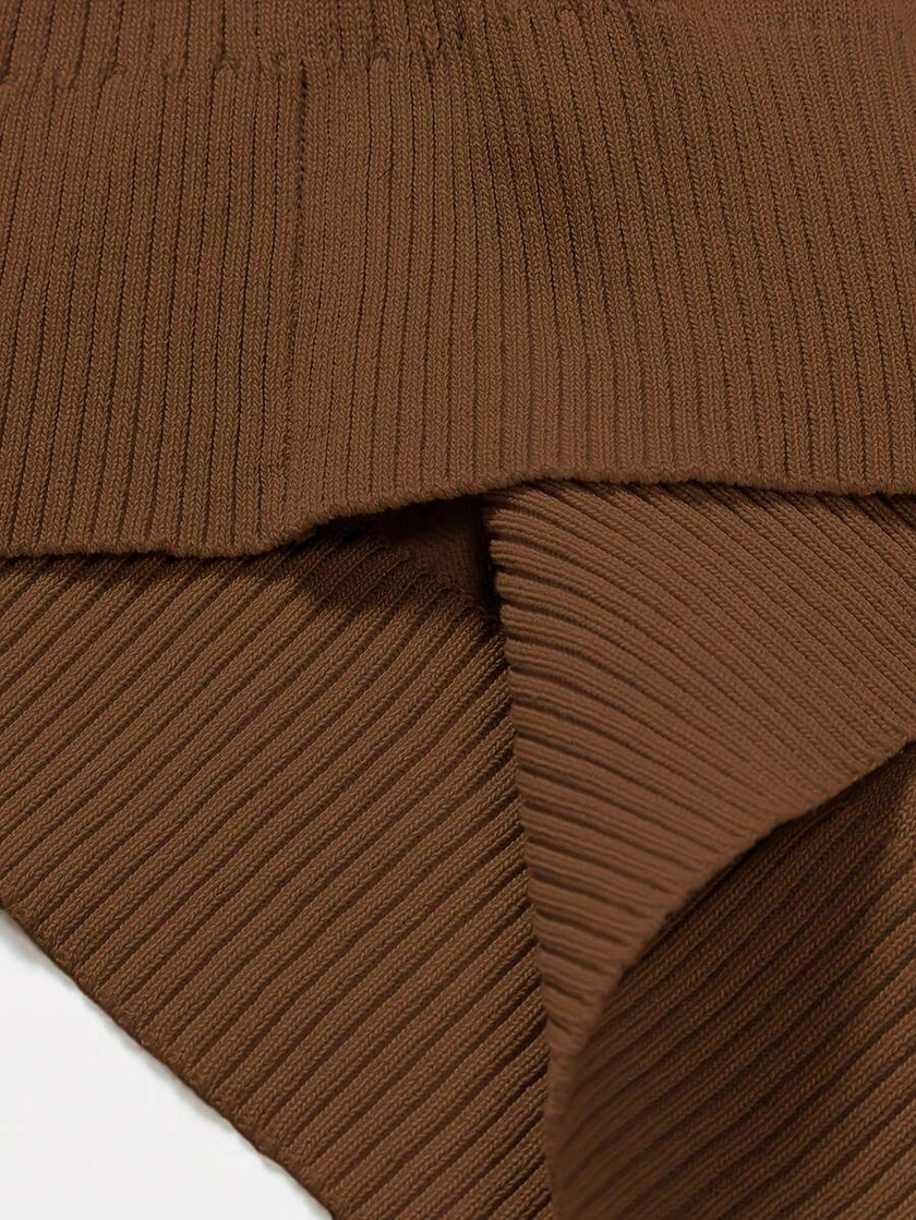 High Neck Knit Sweater Black - 35