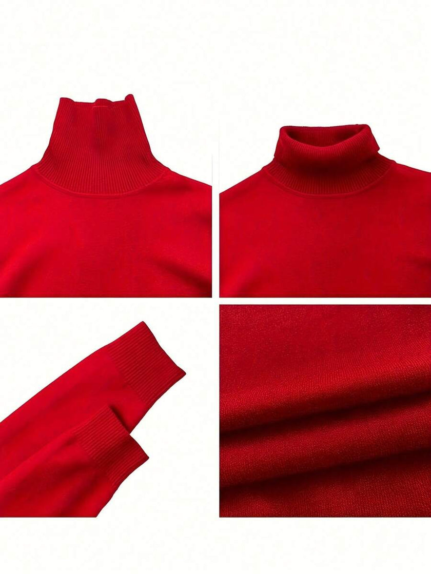 High Neck Knit Sweater White - 86