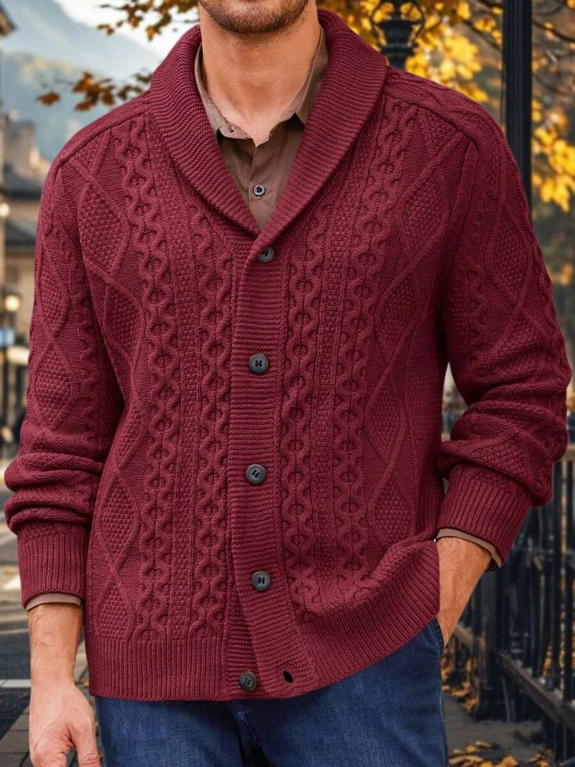 Chunky Knit Cardigan Navy Blue - 31