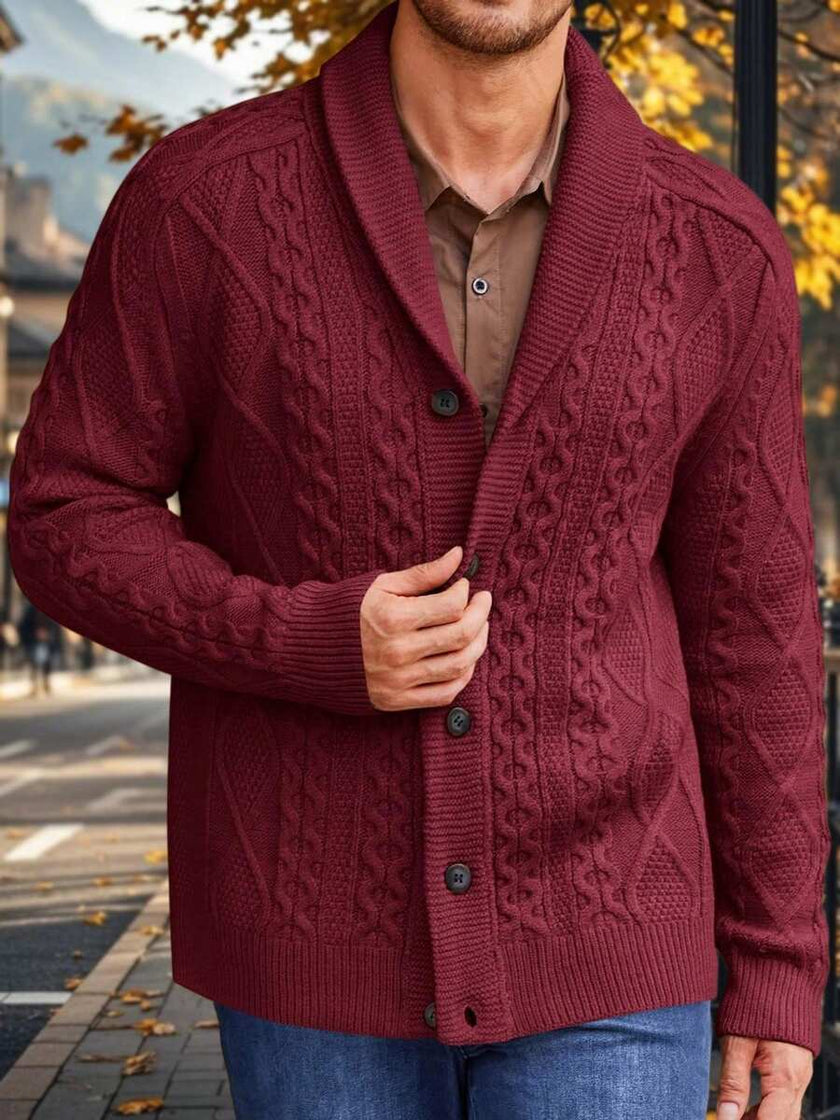 Chunky Knit Cardigan Navy Blue - 32