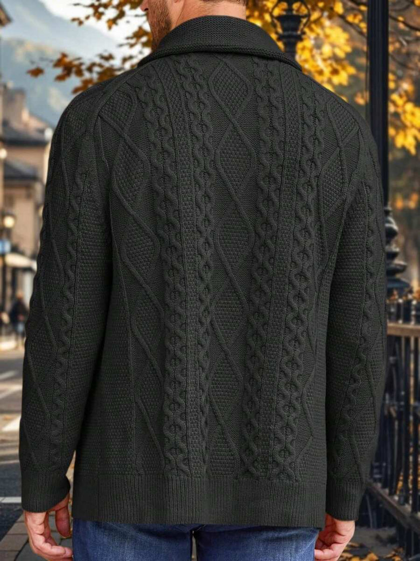 Chunky Knit Cardigan Navy Blue - 18