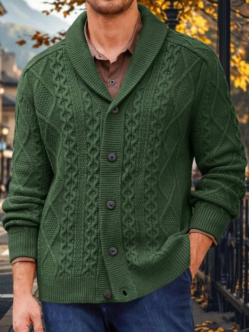 Chunky Knit Cardigan Navy Blue - 1