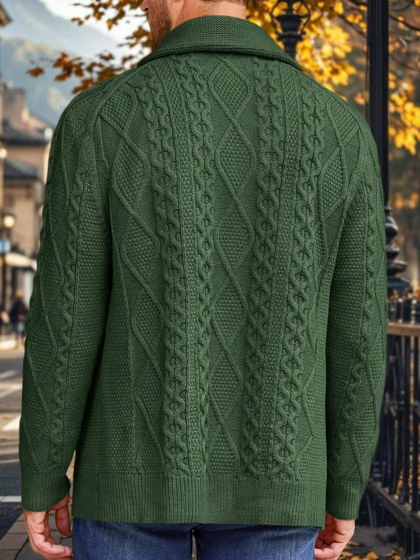 Chunky Knit Cardigan Navy Blue - 3