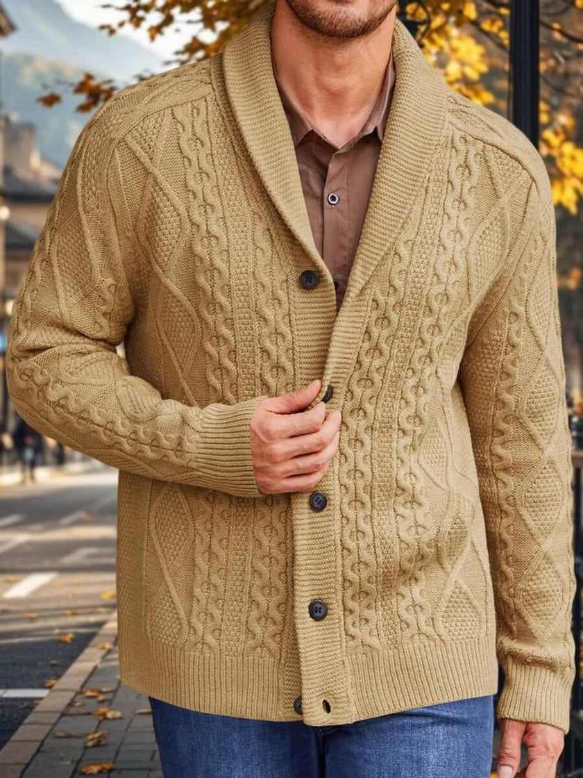 Chunky Knit Cardigan Navy Blue - 7