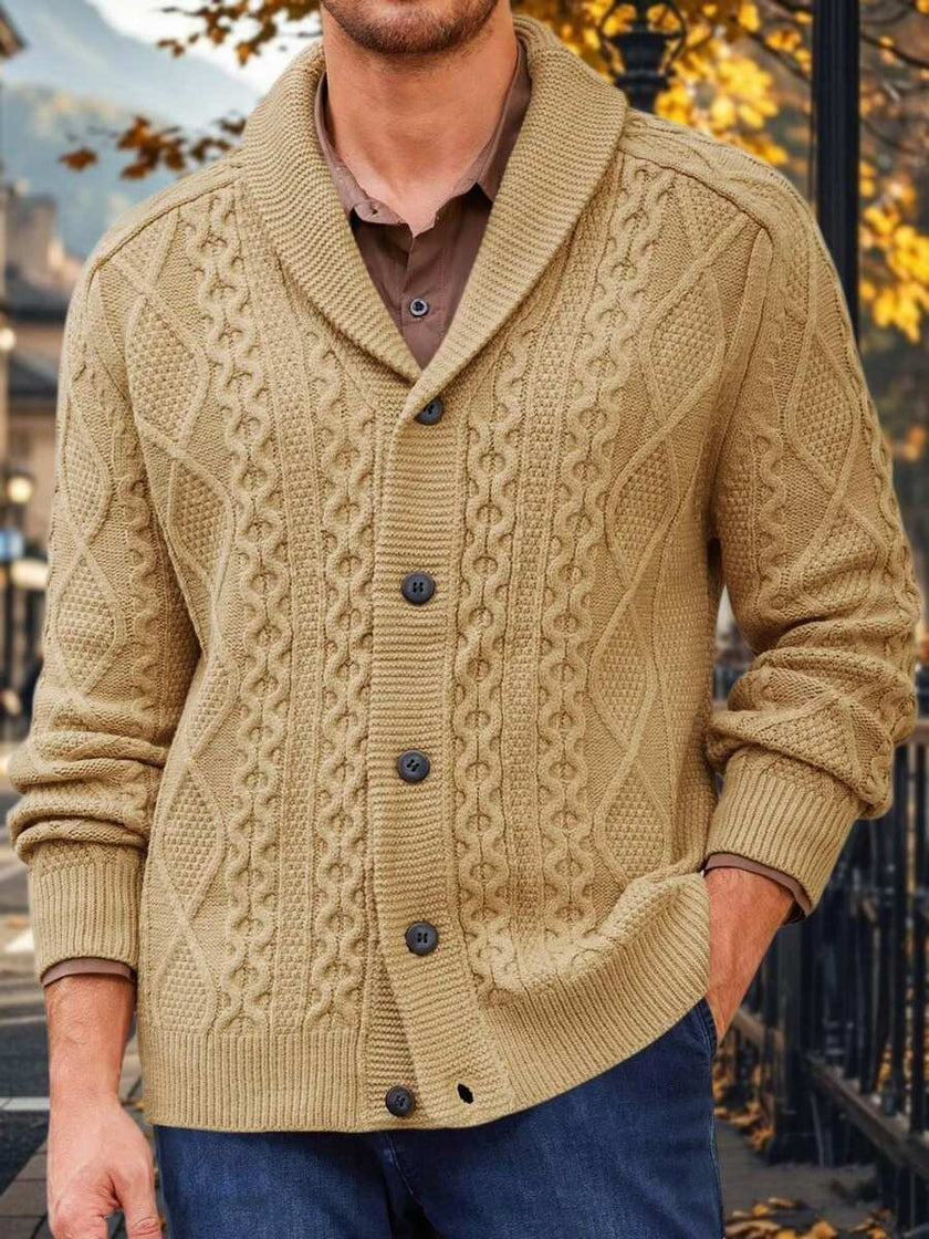 Chunky Knit Cardigan Navy Blue - 6