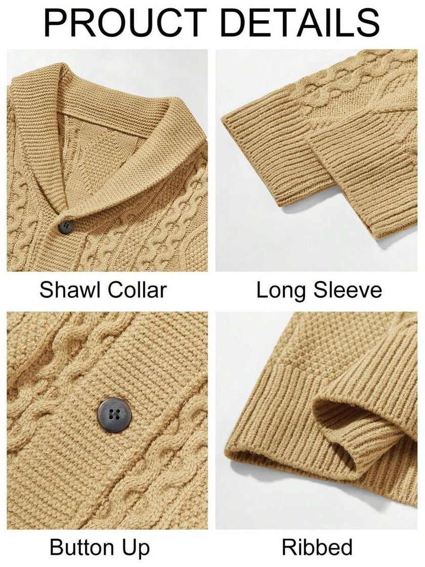 Chunky Knit Cardigan Navy Blue - 10