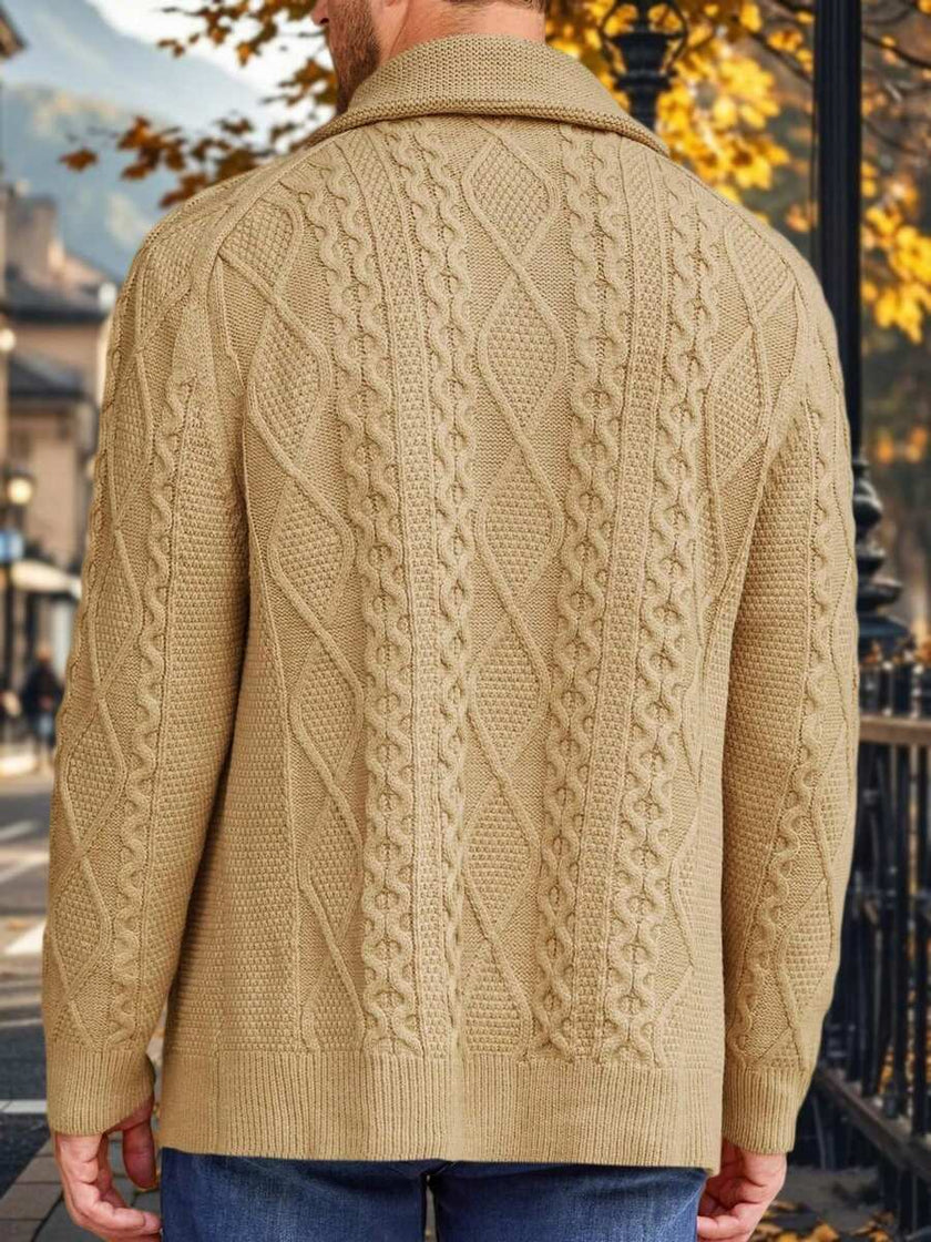 Chunky Knit Cardigan Navy Blue - 8