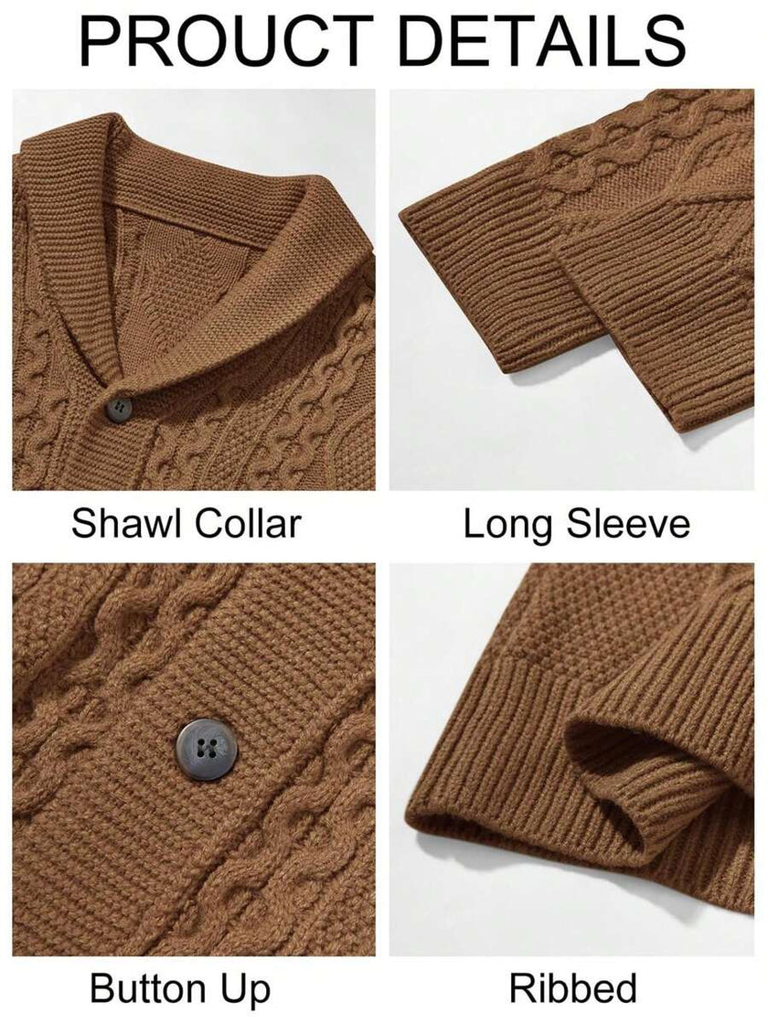 Chunky Knit Cardigan Navy Blue - 45