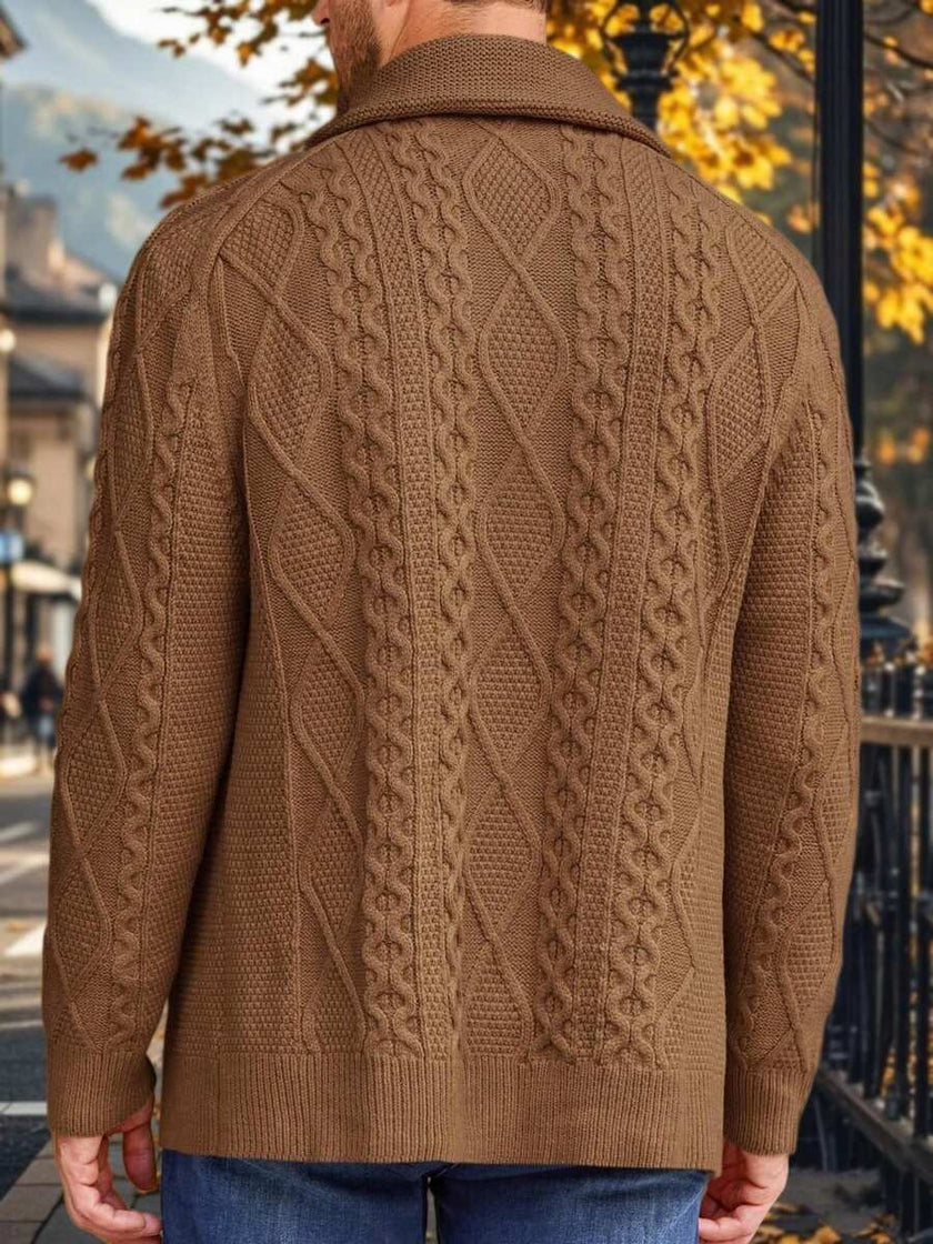 Chunky Knit Cardigan Navy Blue - 43