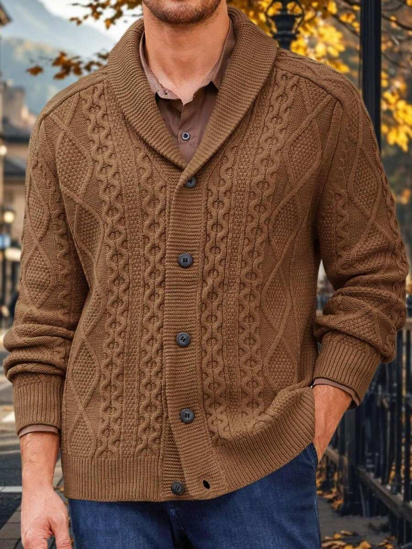 Chunky Knit Cardigan Navy Blue - 41