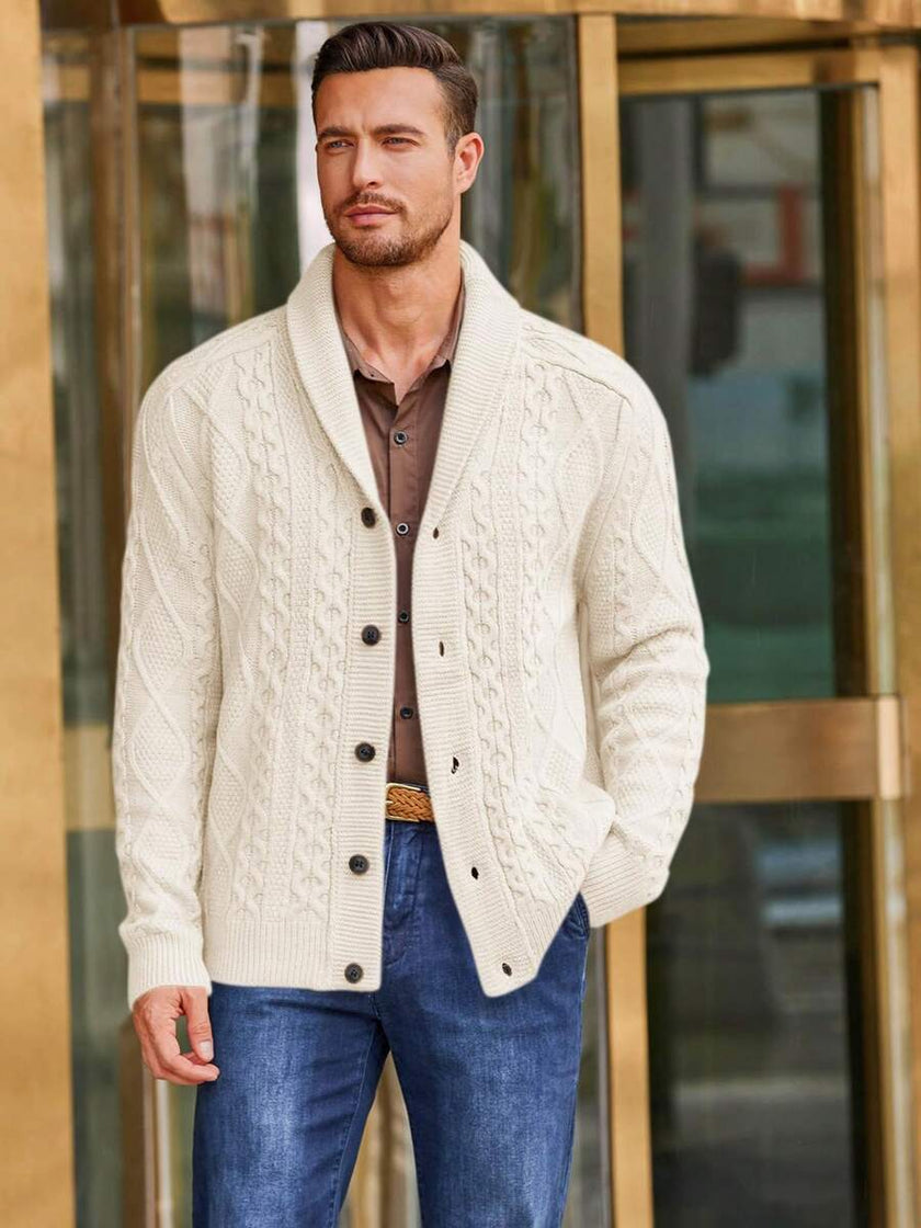 Chunky Knit Cardigan Navy Blue - 37