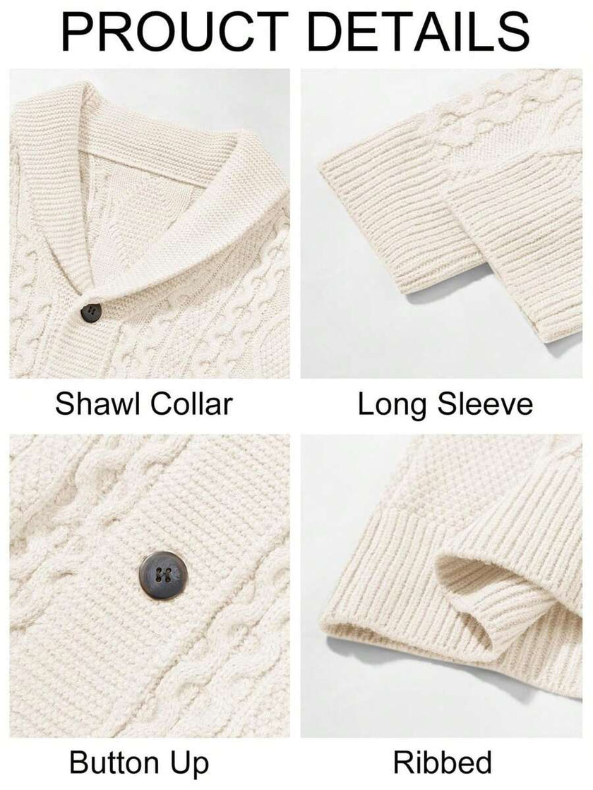 Chunky Knit Cardigan Navy Blue - 40