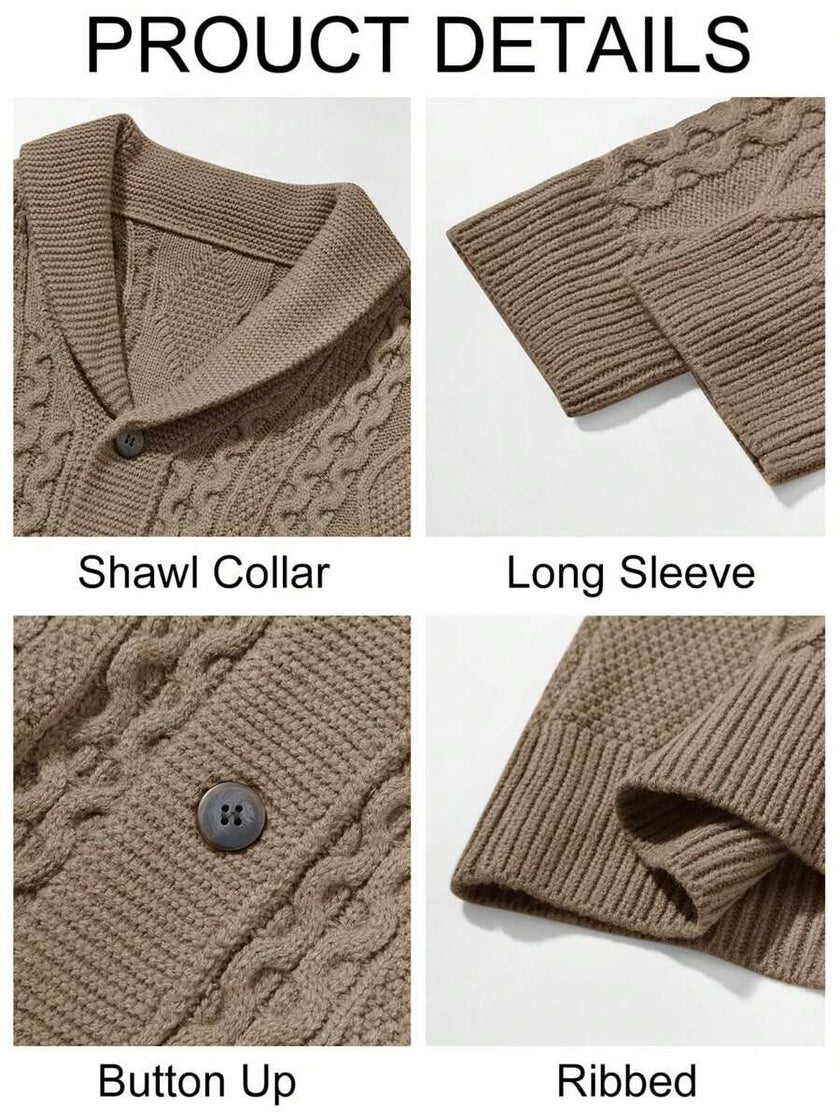 Chunky Knit Cardigan Navy Blue - 25