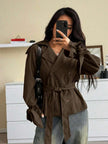 Black Trench Coat With Belt - 22