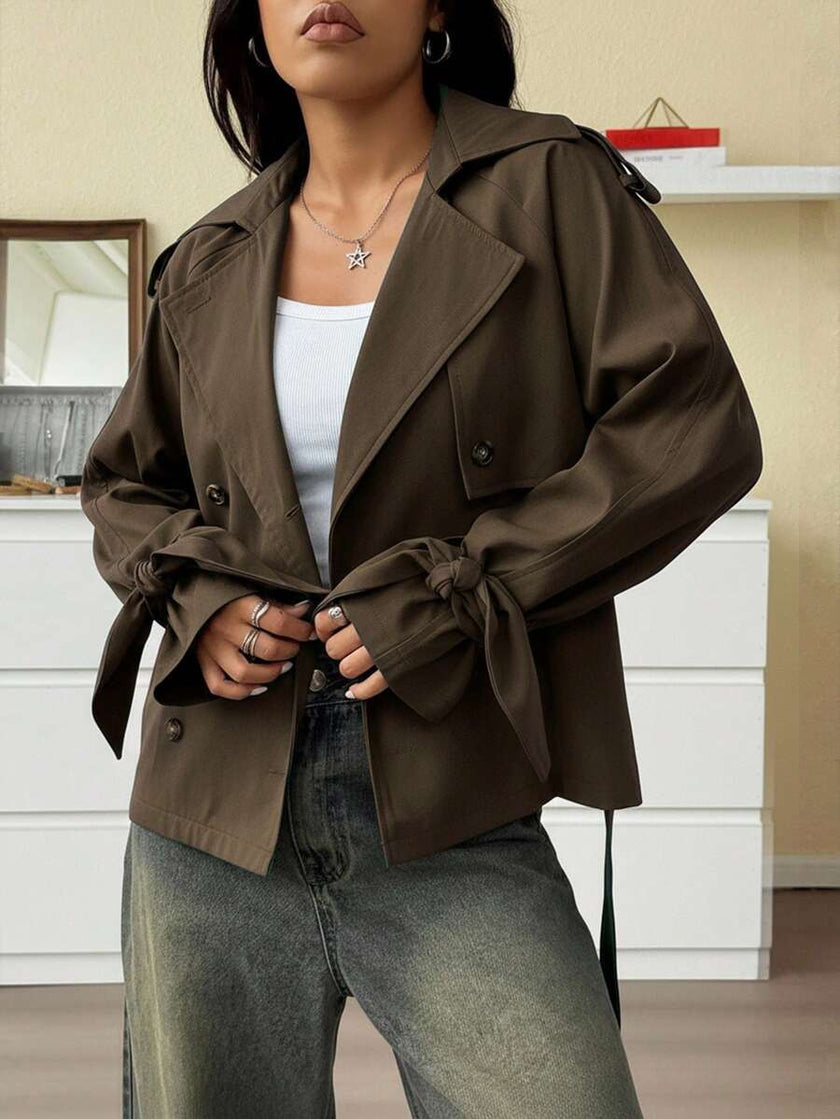 Black Trench Coat With Belt - 24