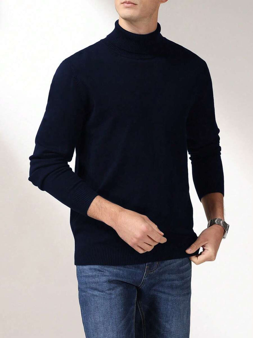 High Neck Knit Sweater Black - 25