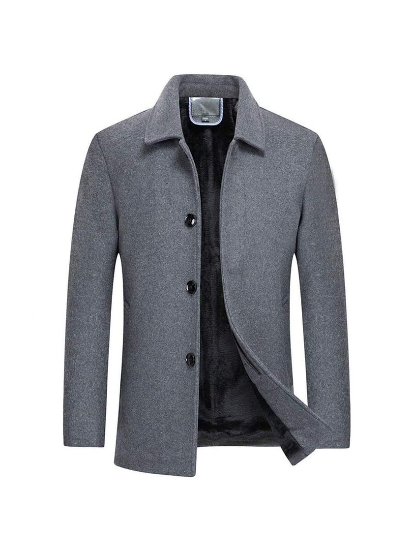 Stylish Grey Wool Coat - 7