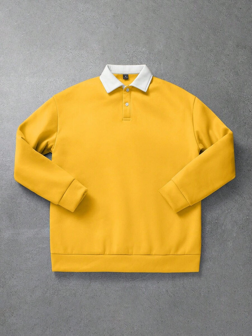 Loose Fit Polo Neck Sweatshirt - 36