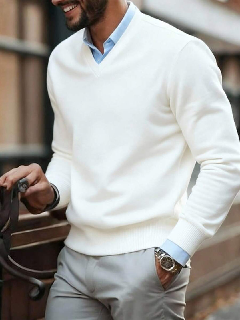 Classic White Pullover Sweater - 14