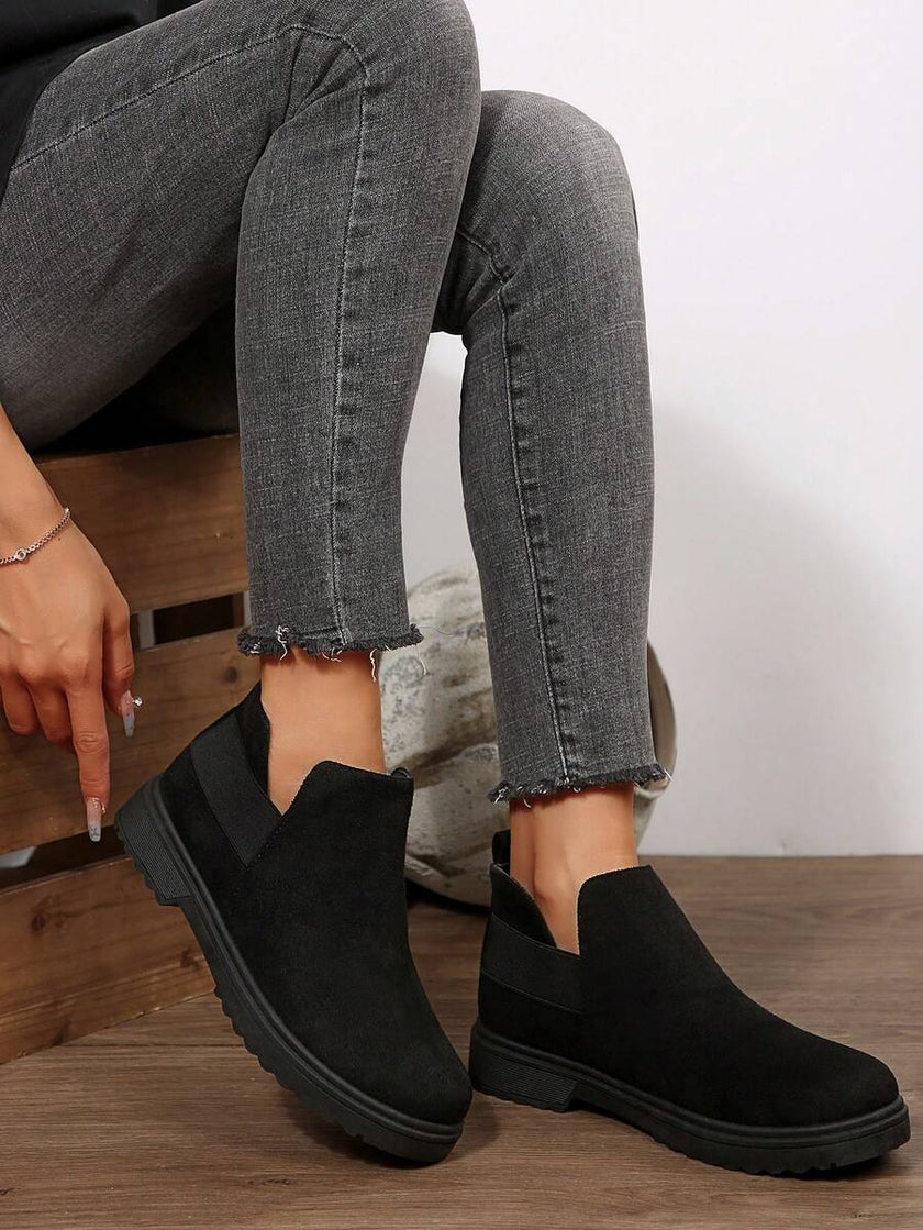 Classic Black Ankle Boots Velvet - 36