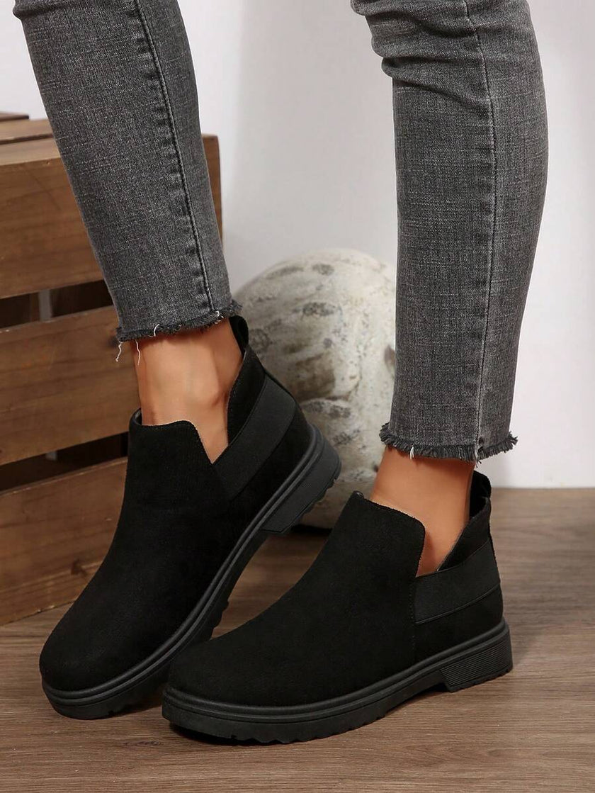 Classic Black Ankle Boots Velvet - 39