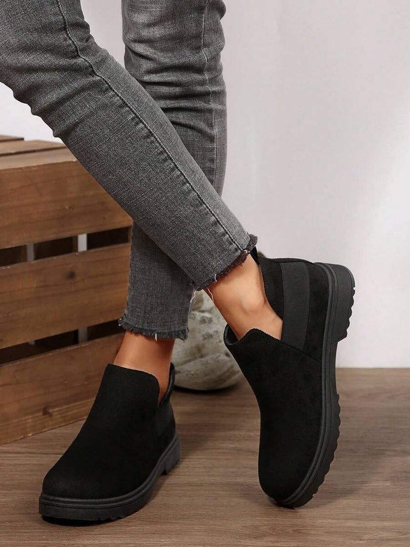 Classic Black Ankle Boots Velvet - 38