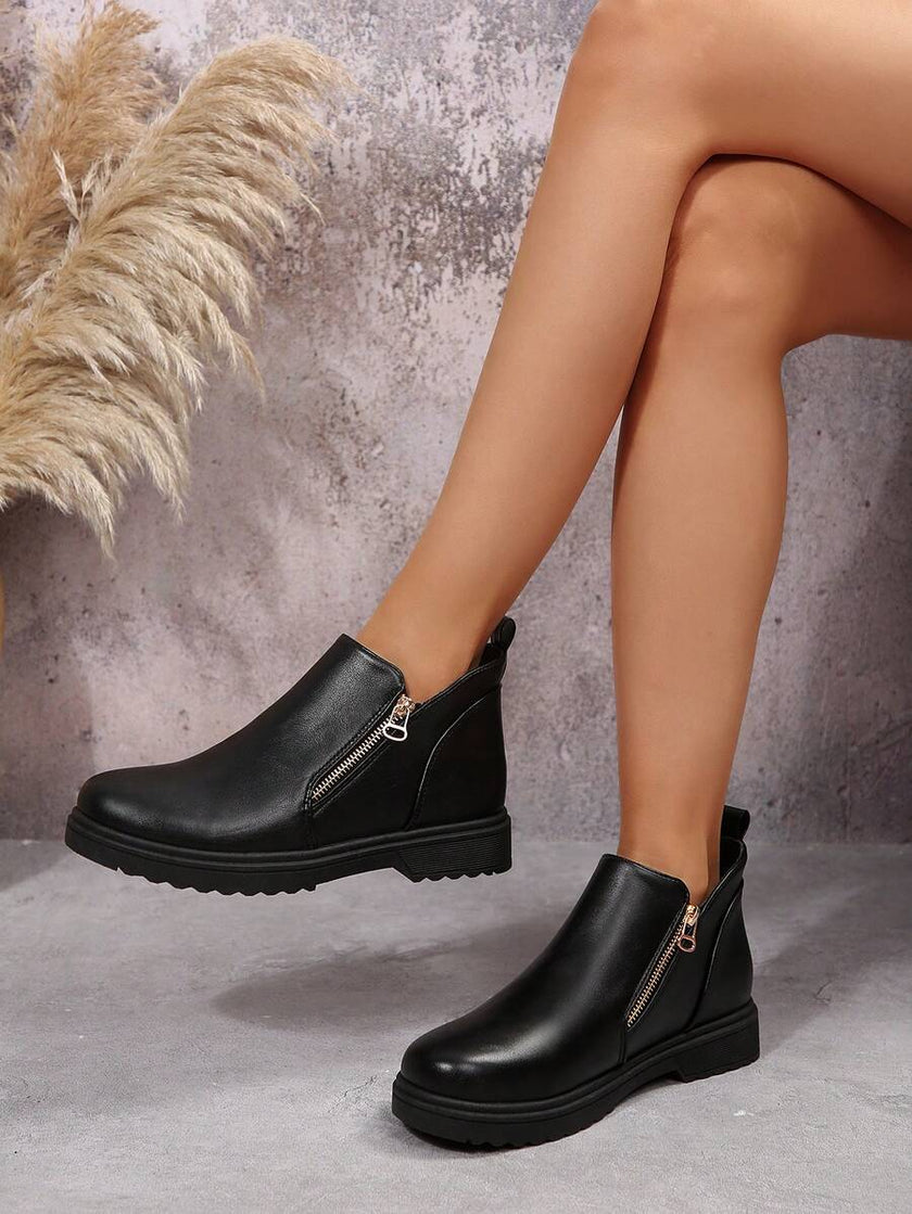 Classic Black Ankle Boots Velvet - 42