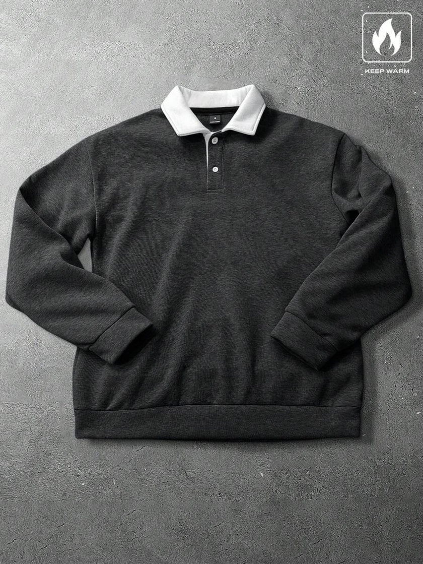 Loose Fit Polo Neck Sweatshirt - 46