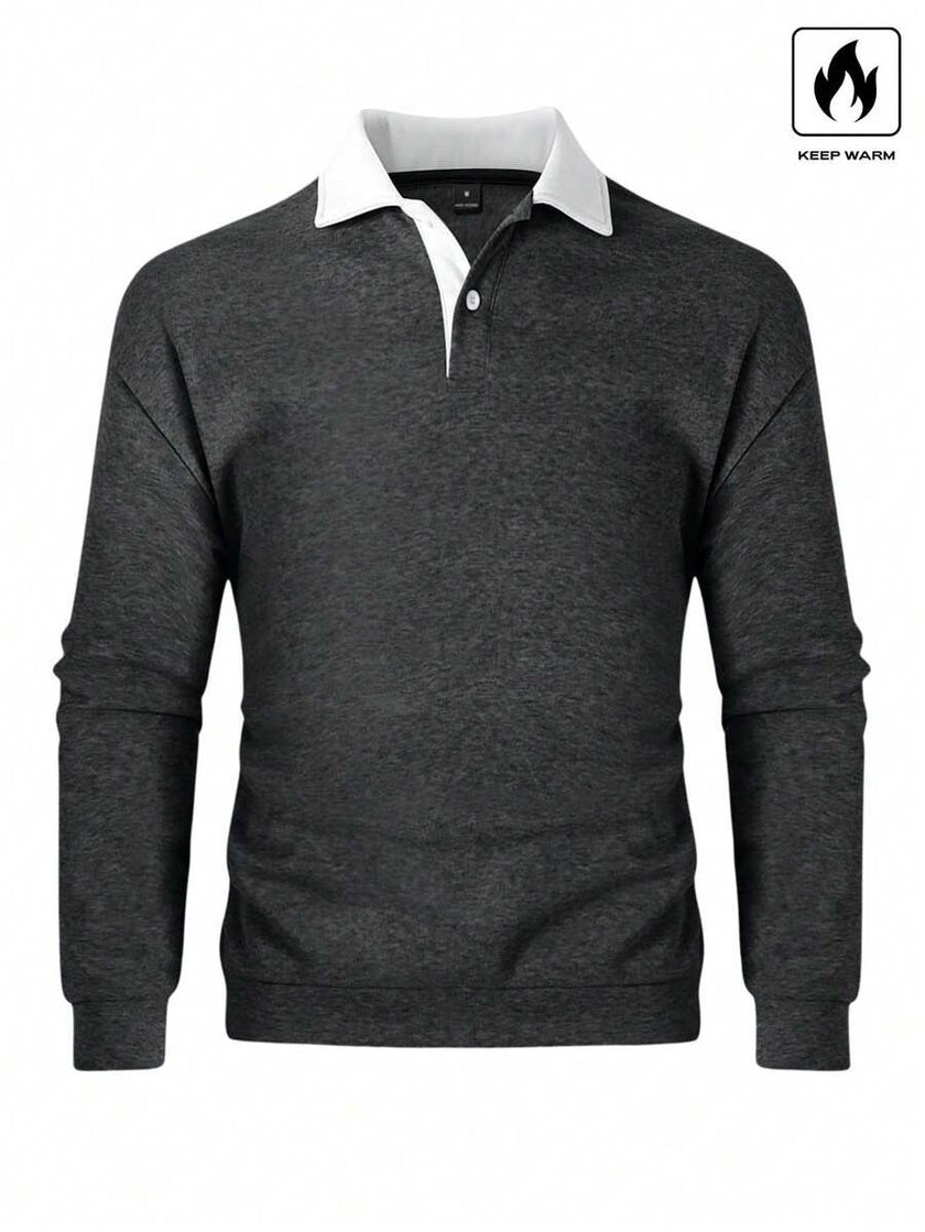 Loose Fit Polo Neck Sweatshirt - 47